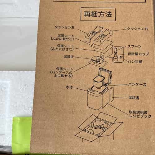 ダンバール内側にプリントされた、再梱方法